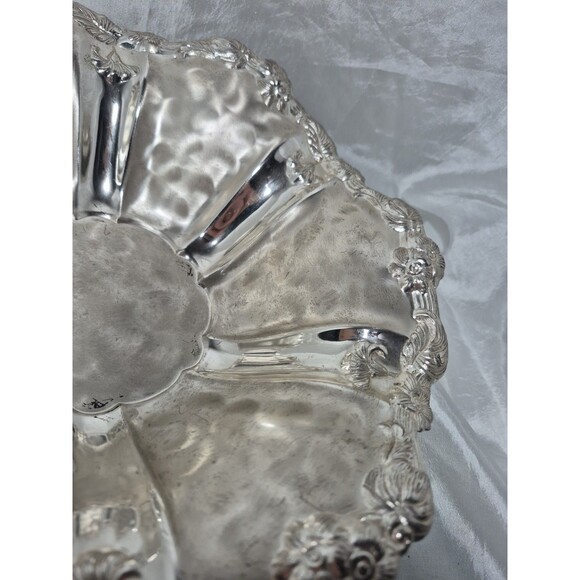 Vintage WMF Germany Ikora EP Silver Plate Floral Footed Serving Bowl 11” - Picture 5 of 16